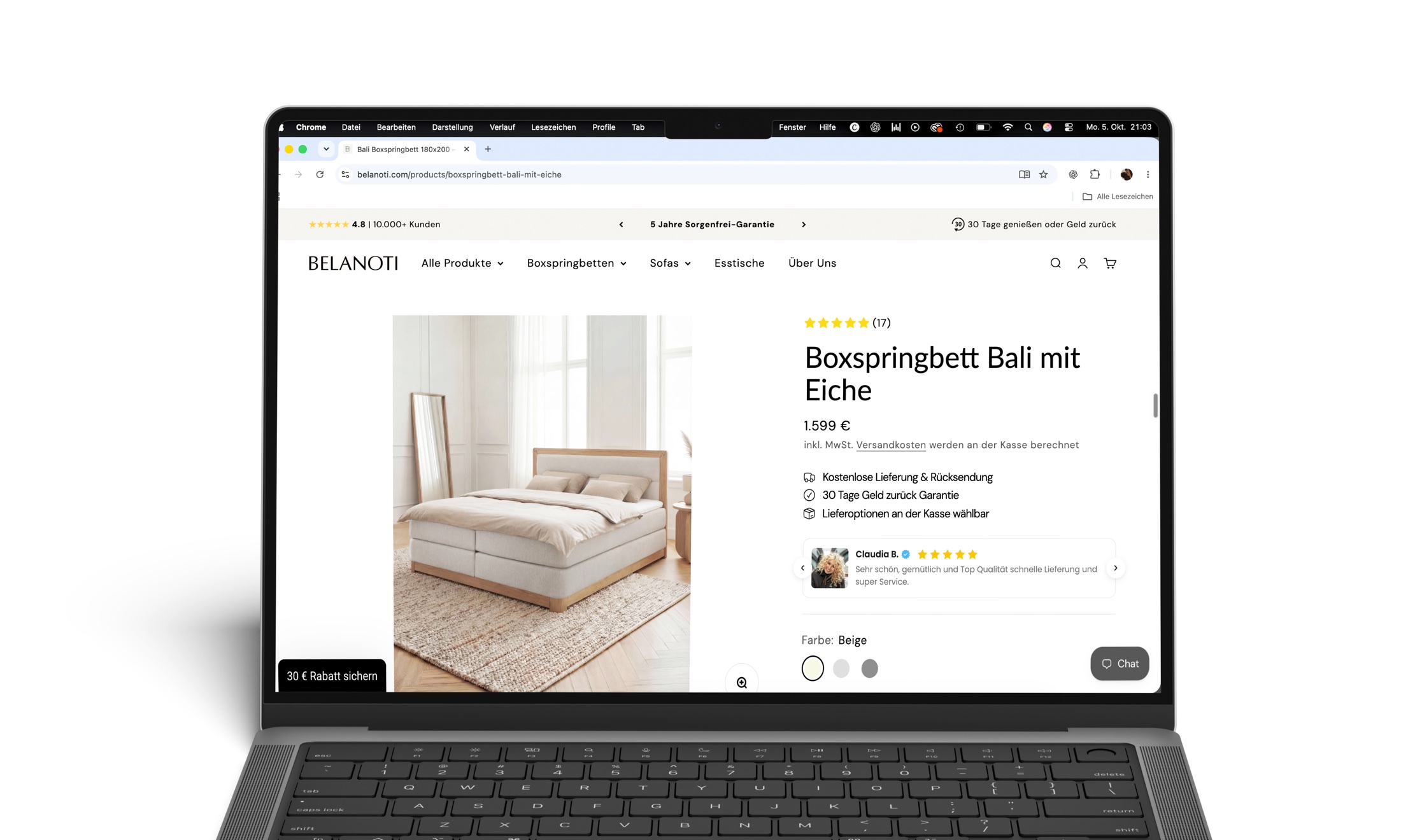Belanoti Onlineshop mit der von FrameScale entwickelten Bildwelt