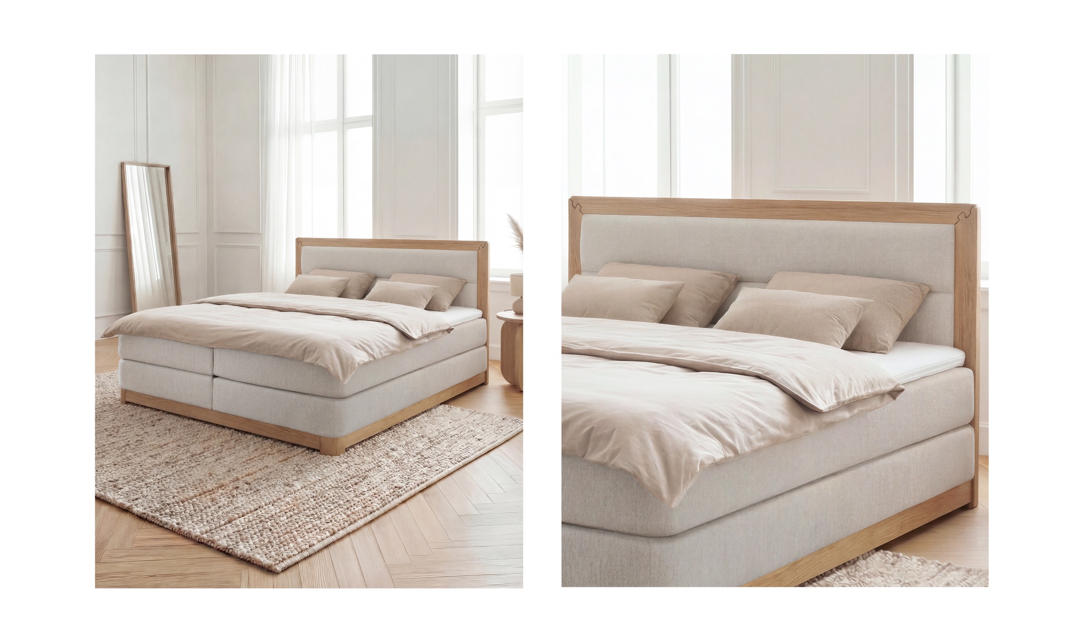 Belanoti Boxspringbett in einem Schlafzimmer, Lifestyle-Szene von FrameScale
